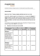Results of the 12th Annual General Meeting Held on 19 July 2022
